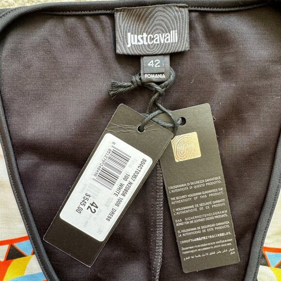 NWT Just Cavalli Bodycon Graphic Print Palm Tree Knee Length Dress Size 42 - Picture 7 of 13